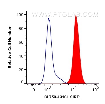 Flow cytometry (FC) experiment of A431 cells using CoraLite® Plus 750-conjugated SIRT1 Polyclonal ant (CL750-13161)