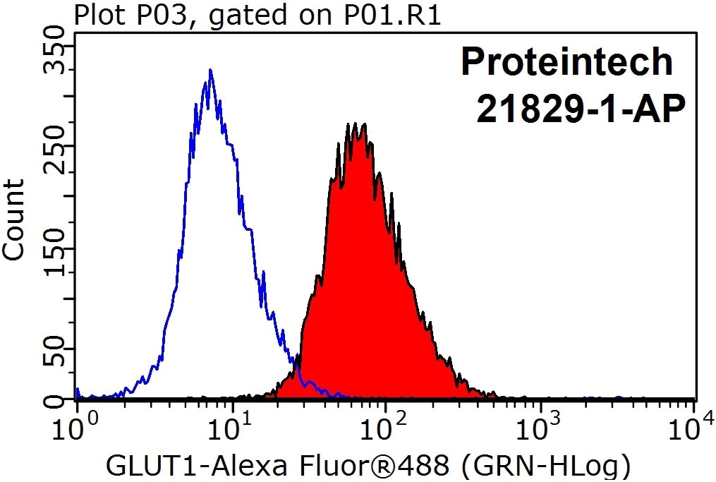 Flow cytometry (FC) experiment of HeLa cells using GLUT1 Polyclonal antibody (21829-1-AP)
