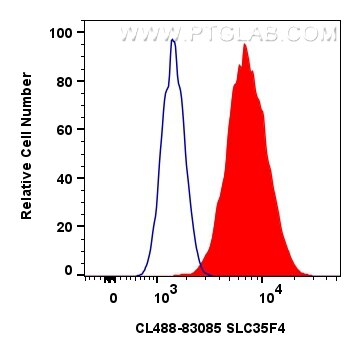 Flow cytometry (FC) experiment of U2OS cells using CoraLite® Plus 488-conjugated SLC35F4 Recombinant  (CL488-83085-3)