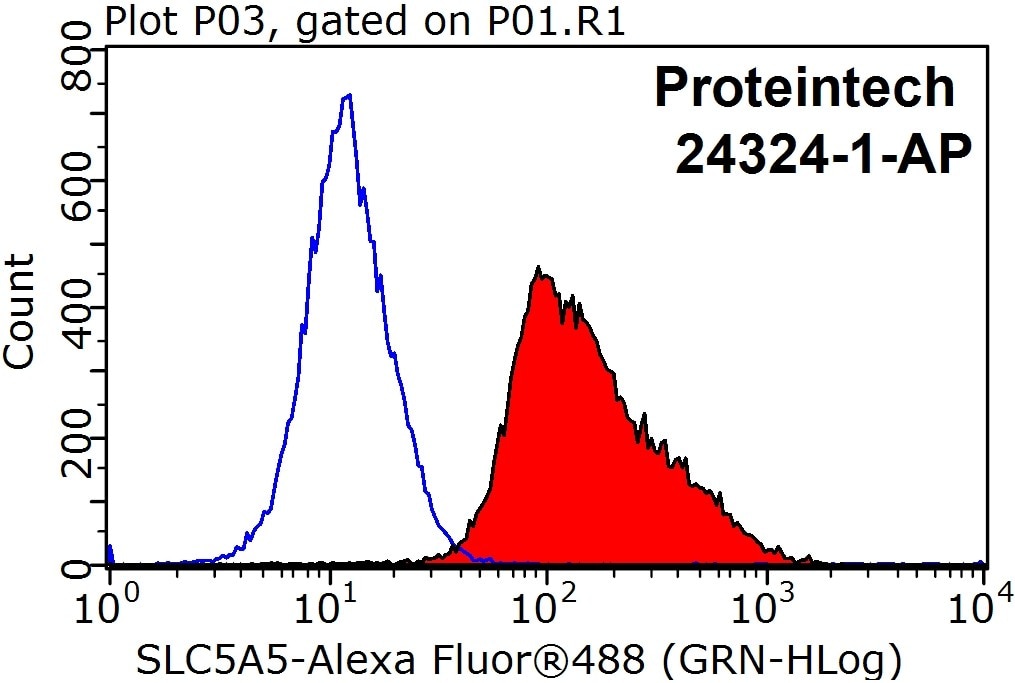 Flow cytometry (FC) experiment of MCF-7 cells using Sodium iodide symporter Polyclonal antibody (24324-1-AP)