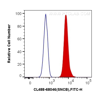 Flow cytometry (FC) experiment of SH-SY5Y cells using CoraLite® Plus 488-conjugated SNCB Monoclonal anti (CL488-68046)