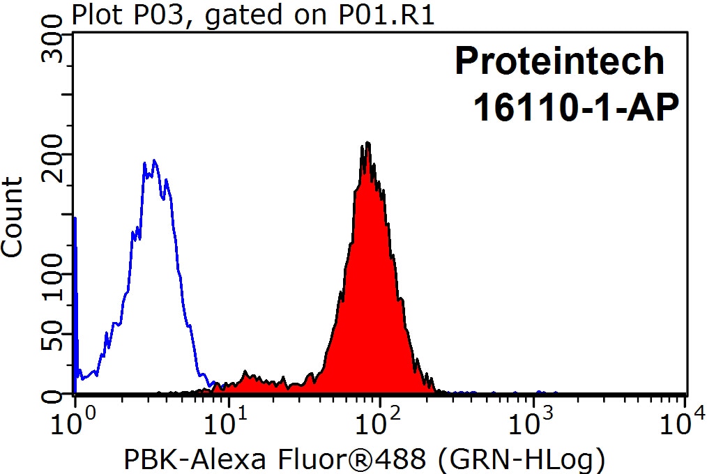 Flow cytometry (FC) experiment of HepG2 cells using PBK Polyclonal antibody (16110-1-AP)