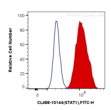 Flow cytometry (FC) experiment of MCF-7 cells using CoraLite® Plus 488-conjugated STAT1 Polyclonal ant (CL488-10144)