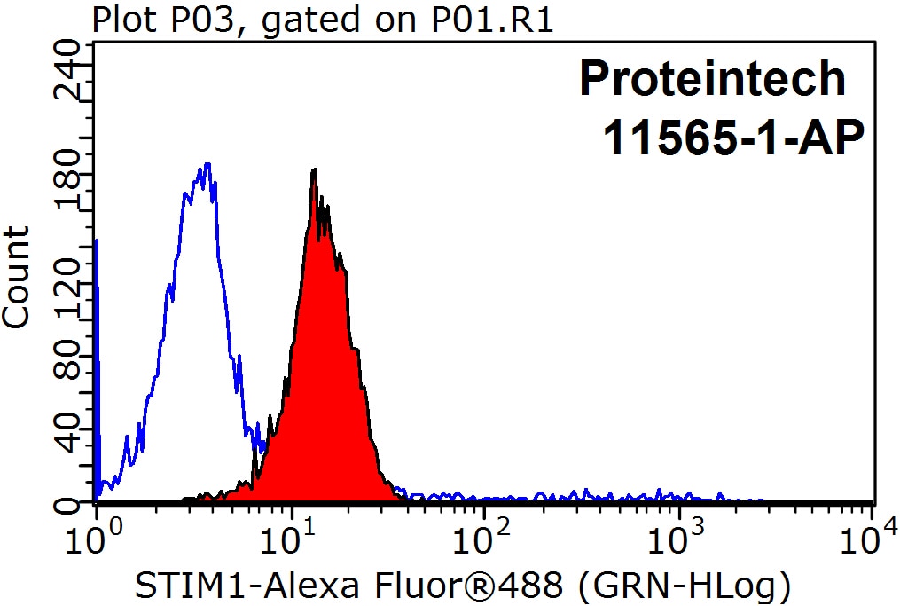 Flow cytometry (FC) experiment of HepG2 cells using STIM1 Polyclonal antibody (11565-1-AP)