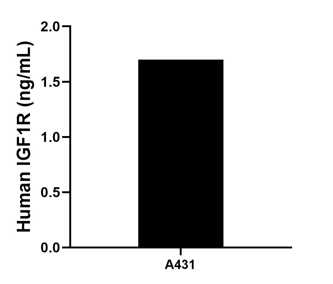 The mean IGF1R concentration was determined to be 1.70 ng/mL in A431 cell extract based on a 2.90 mg/mL extract load.