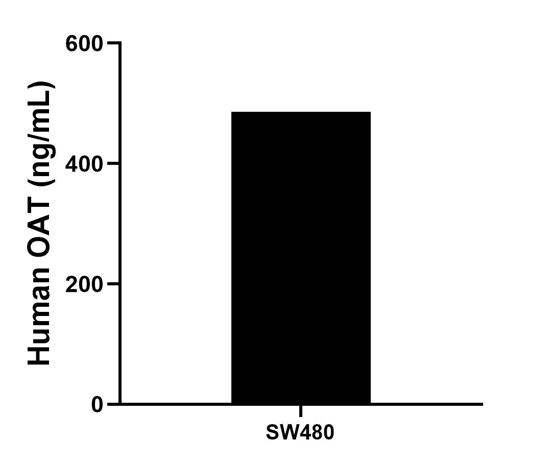 The mean OAT concentration was determined to be 485.72 ng/mL in SW480 cell extract based on a 1.50 mg/mL extract load.