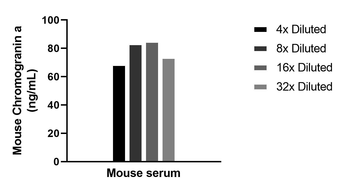 The mean Chromogranin a concentration was determined to be 77.6 ng/mL in mouse serum. Sample test of MP02444-1