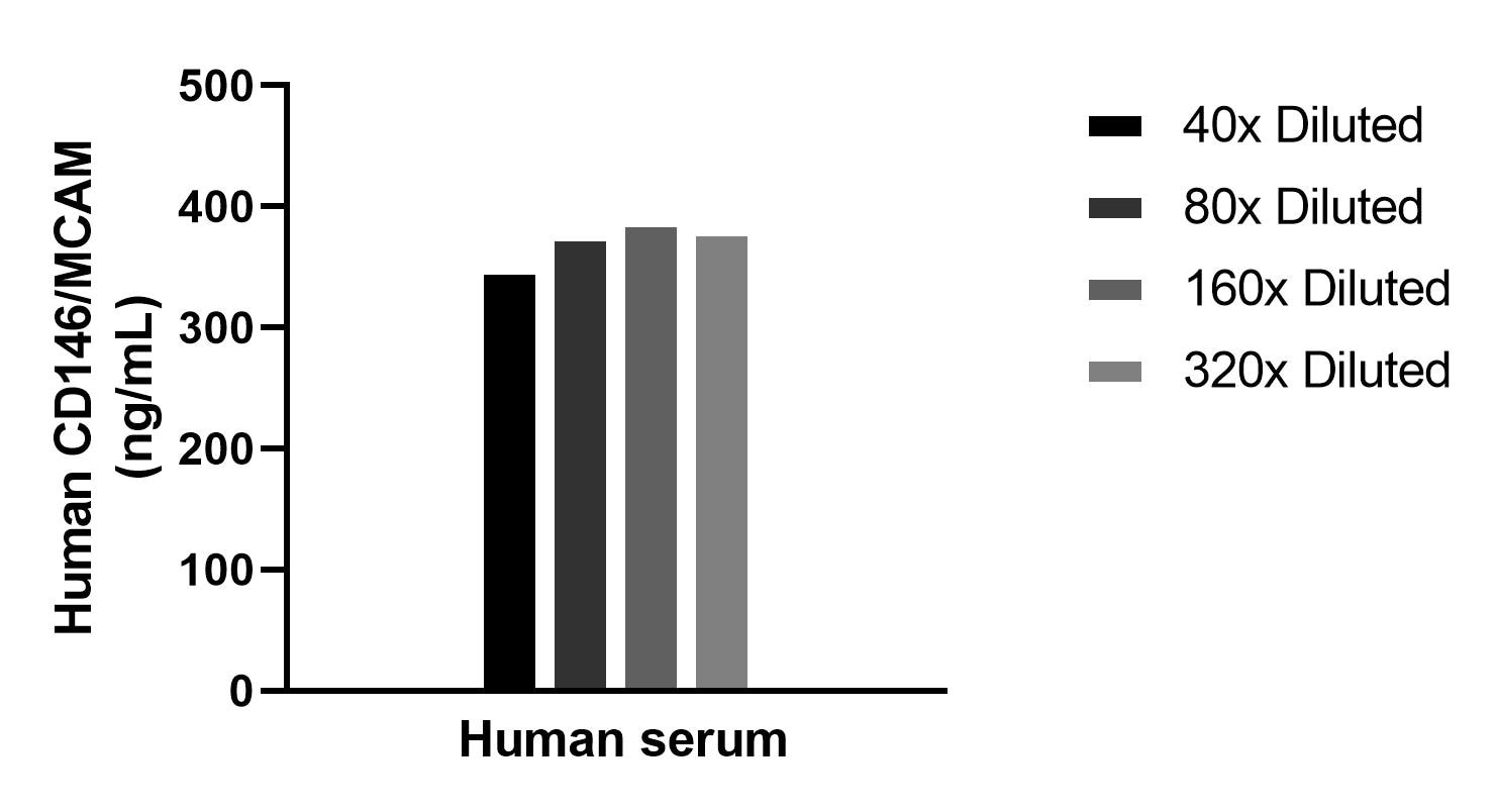 The mean CD146/MCAM concentration was determined to be 373.4 ng/mL in human serum.