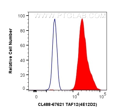 Flow cytometry (FC) experiment of HeLa cells using CoraLite® Plus 488-conjugated TAF12 Monoclonal ant (CL488-67621)