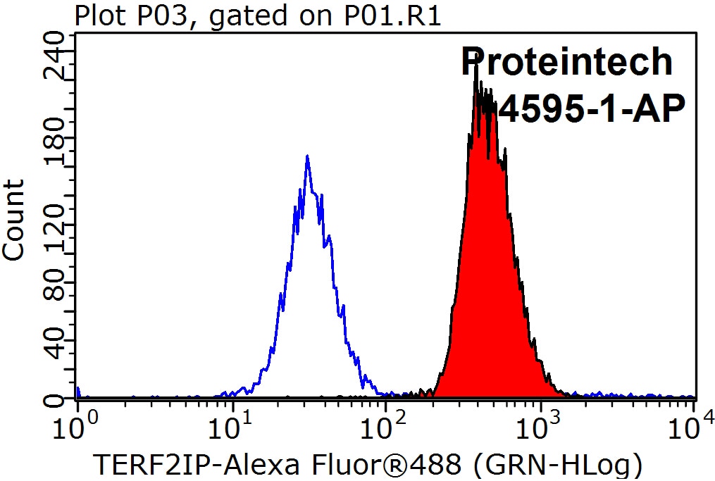 Flow cytometry (FC) experiment of HeLa cells using TERF2IP Polyclonal antibody (14595-1-AP)