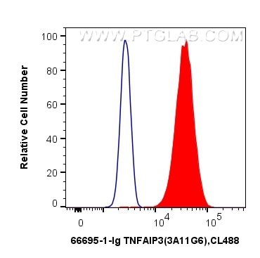 Flow cytometry (FC) experiment of HeLa cells using TNFAIP3 Monoclonal antibody (66695-1-Ig)