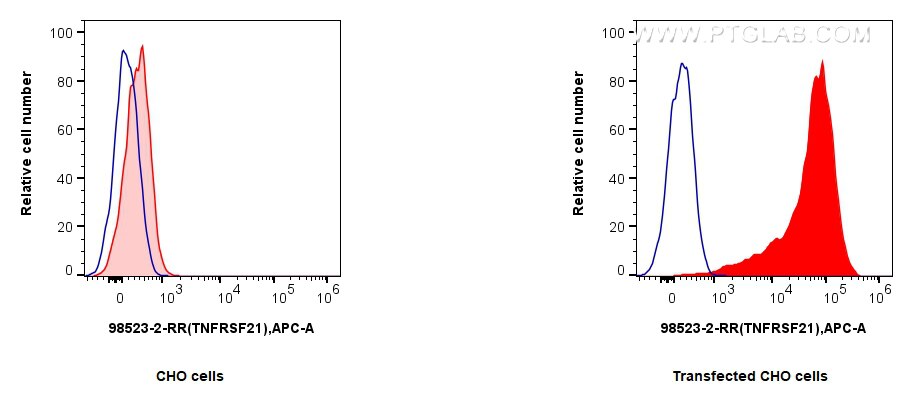 Flow cytometry (FC) experiment of Transfected CHO using Anti-Human TNFRSF21/DR6 Rabbit Recombinant Antibod (98523-2-RR)