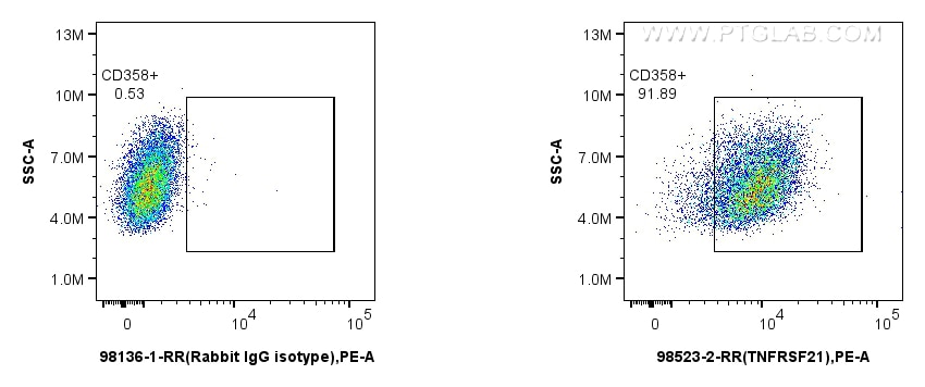 Flow cytometry (FC) experiment of A431 cells using Anti-Human TNFRSF21/DR6 Rabbit Recombinant Antibod (98523-2-RR)