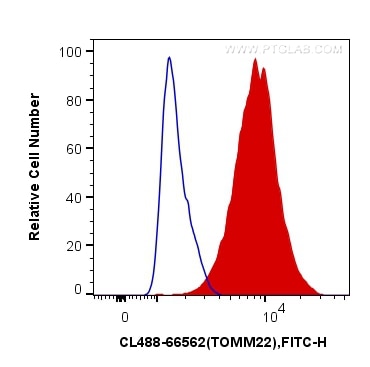 Flow cytometry (FC) experiment of HEK-293 cells using CoraLite® Plus 488-conjugated Tom22 Monoclonal ant (CL488-66562)