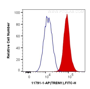 Flow cytometry (FC) experiment of THP-1 cells using TREM1 Polyclonal antibody (11791-1-AP)