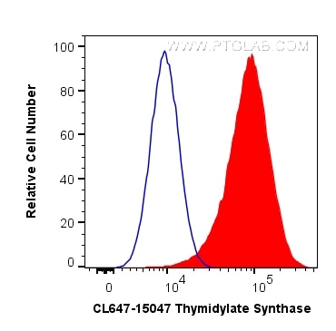 Flow cytometry (FC) experiment of HeLa cells using CoraLite® Plus 647-conjugated Thymidylate synthase (CL647-15047)