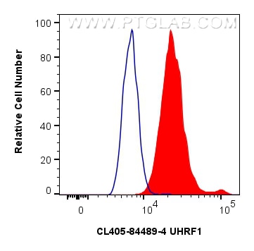 Flow cytometry (FC) experiment of HepG2 cells using CoraLite® Plus 405-conjugated UHRF1 Recombinant mo (CL405-84489-4)