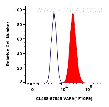 Flow cytometry (FC) experiment of HepG2 cells using CoraLite® Plus 488-conjugated VAPA Monoclonal anti (CL488-67845)