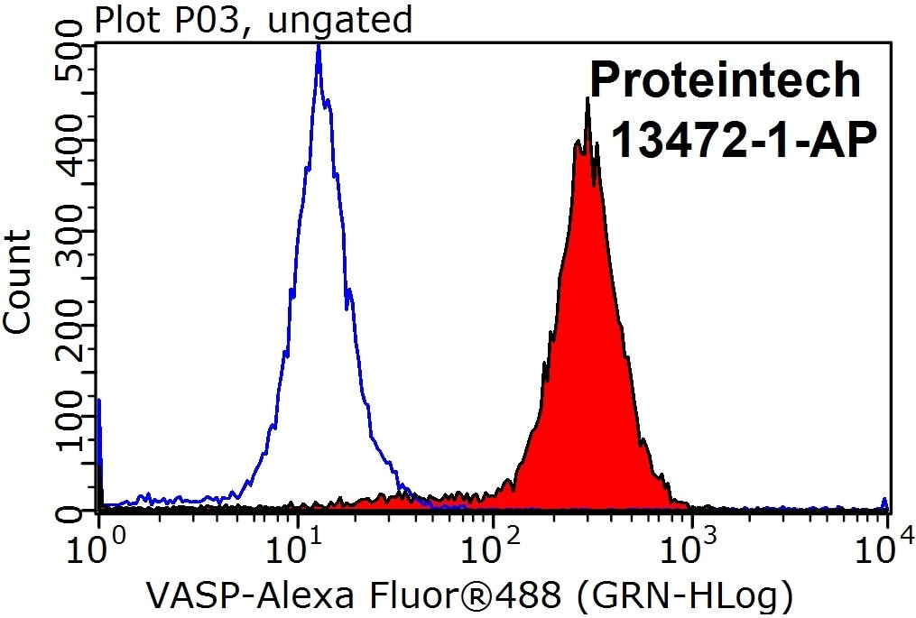 Flow cytometry (FC) experiment of HepG2 cells using VASP Polyclonal antibody (13472-1-AP)