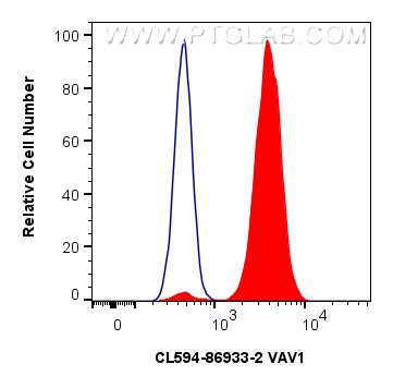 Flow cytometry (FC) experiment of Jurkat cells using CoraLite®594-conjugated VAV1 Recombinant monoclona (CL594-86933-2)