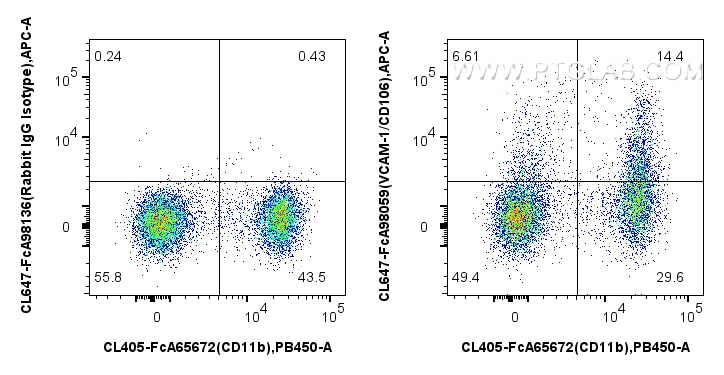 FC experiment of mouse bone marrow cells using CL647-FcA98059 Flow cytometry (FC) experiment of mouse bone marrow cells using FcZero-rAb® CoraLite® Plus 647 Anti-Mouse VCAM-1/C (CL647-FcA98059)