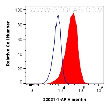 Flow cytometry (FC) experiment of HeLa cells using Vimentin Polyclonal antibody (22031-1-AP)
