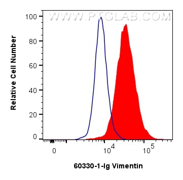 FC experiment of HeLa using 60330-1-Ig Flow cytometry (FC) experiment of HeLa cells using Vimentin Monoclonal antibody (60330-1-Ig)