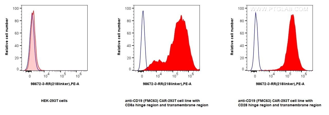 Flow cytometry (FC) experiment of Transfected HEK-293T cells using Anti-Whitlow/218 Linker Rabbit Recombinant Antibod (98672-3-RR)