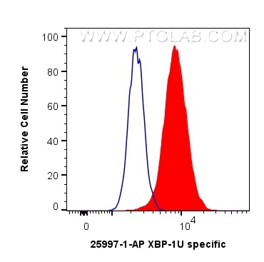 Flow cytometry (FC) experiment of HepG2 cells using XBP-1U specific Polyclonal antibody (25997-1-AP)