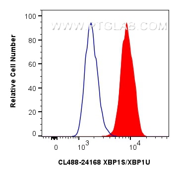 Flow cytometry (FC) experiment of HepG2 cells using CoraLite® Plus 488-conjugated XBP1S/XBP1U Polyclon (CL488-24168)