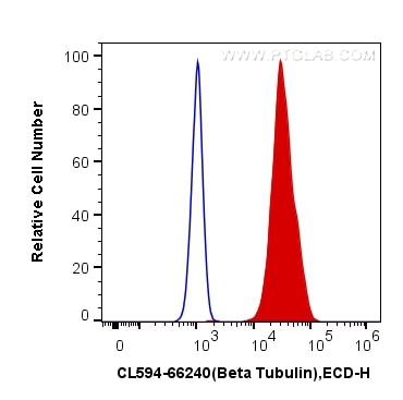 Flow cytometry (FC) experiment of HeLa cells using CoraLite®594-conjugated Beta Tubulin Monoclonal an (CL594-66240)